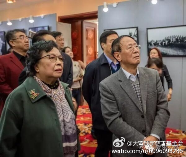 胡耀邦总书记之子胡德平与陶铸之女、北京爱尔公益基金会会长陶斯亮观看展览